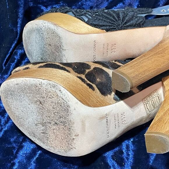 Dolce and Gabbana Calf Suede wooden Heels women’s Shoe Size 35.5 or us 5.5 - Picture 5 of 5